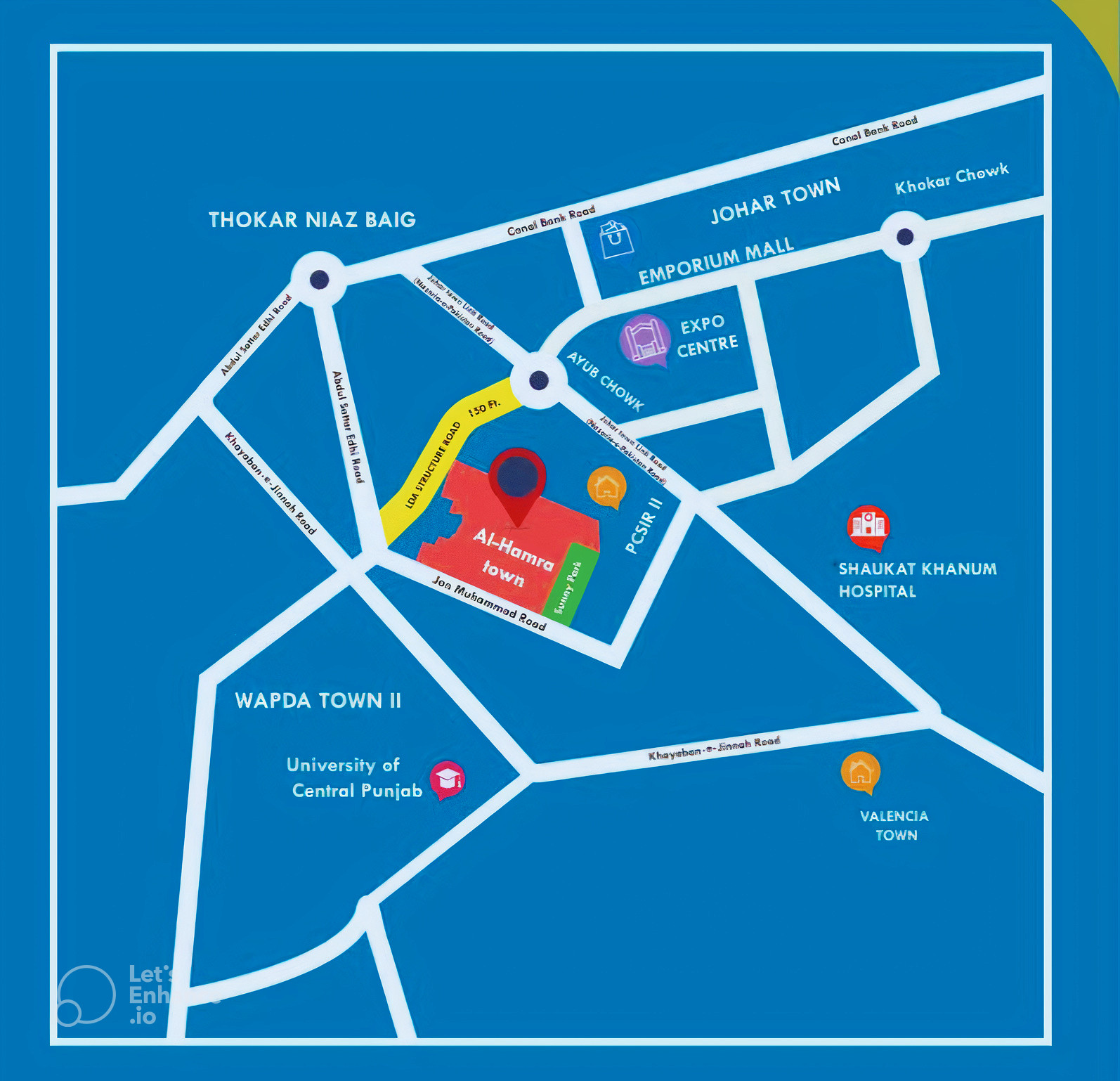 Al Hamra Town Location Map