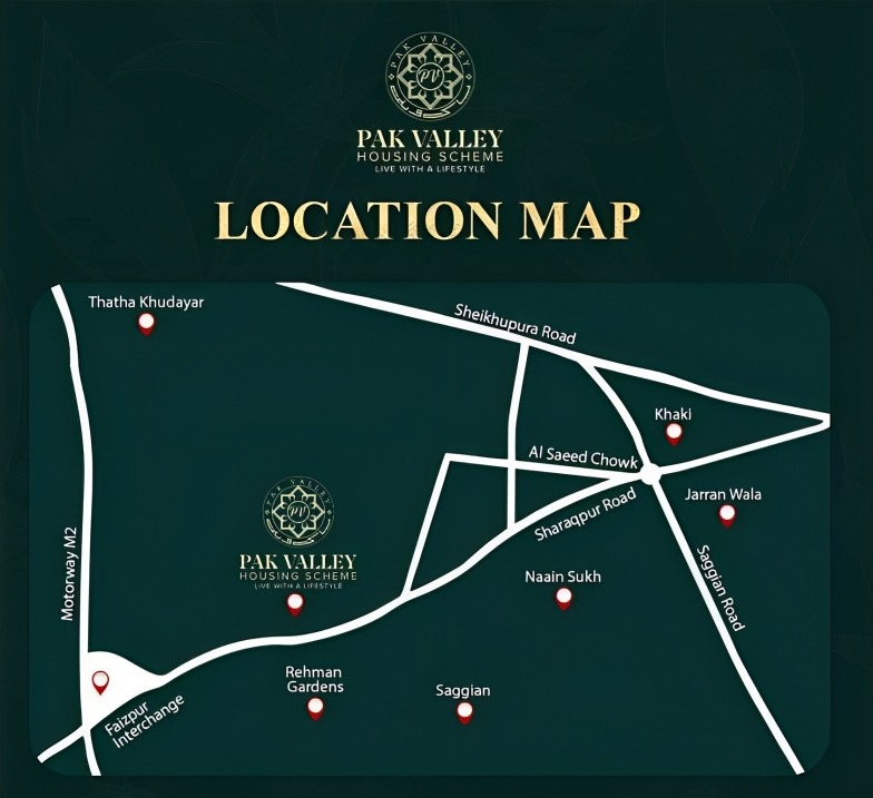 location map of Pak Valley Housing Society Lahore