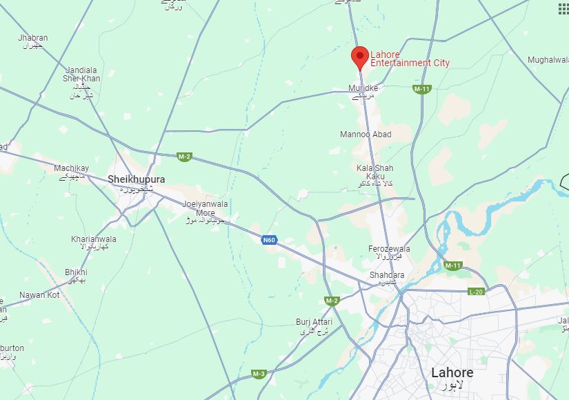 Lahore Entertainment City Location Map