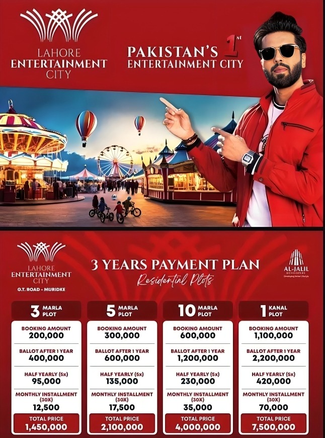 Payment plan of Lahore Entertainment City