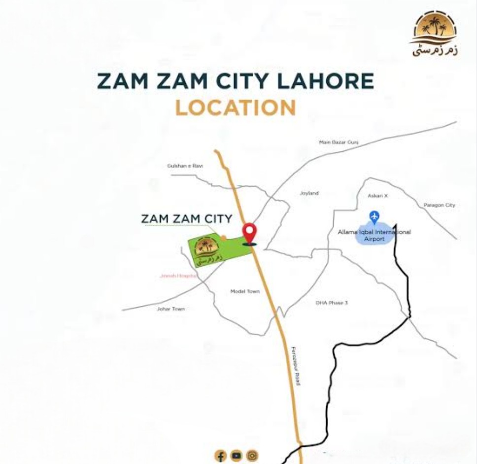 Zam Zam City Lahore Location Map