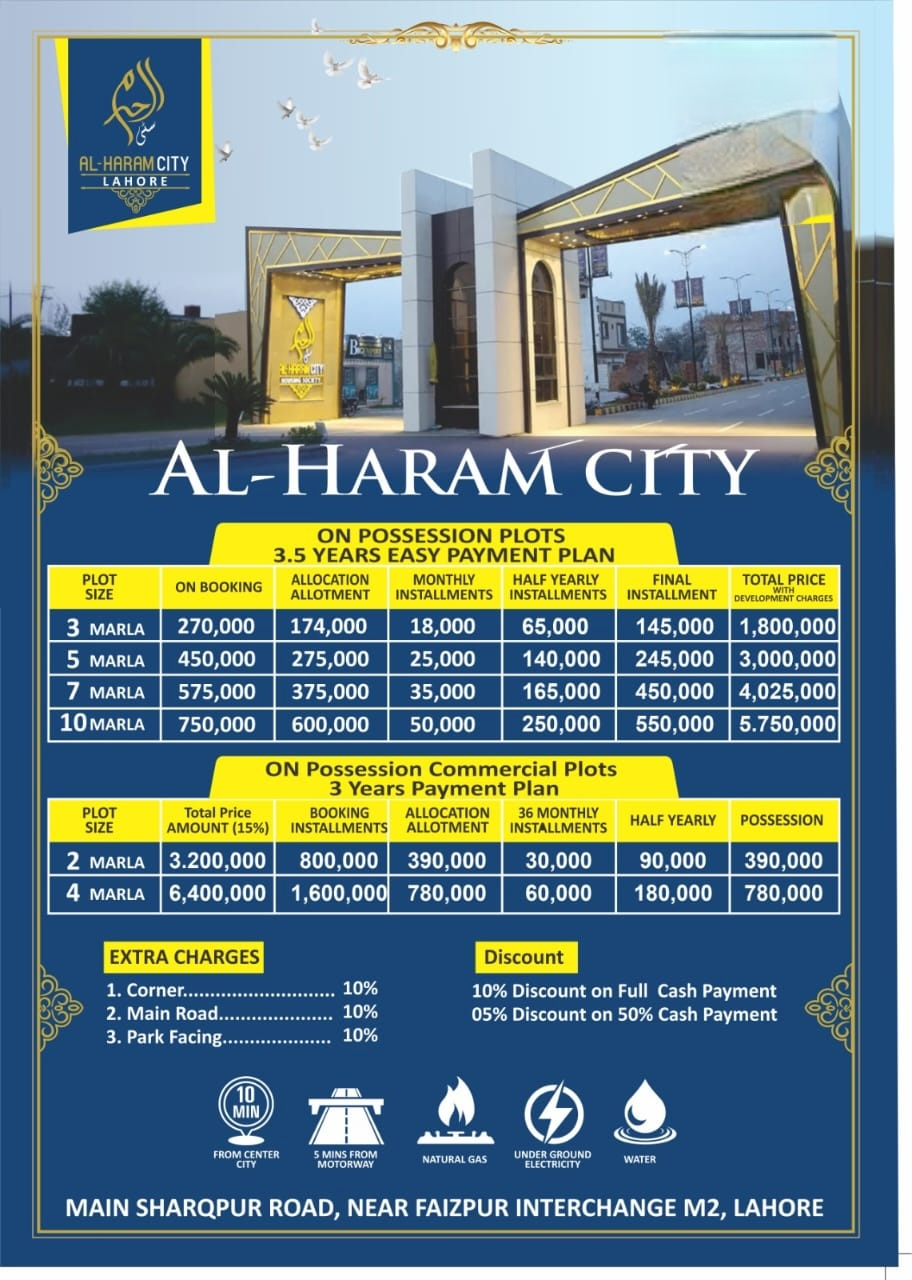 Al Haram City Lahore Updated Payment plan 