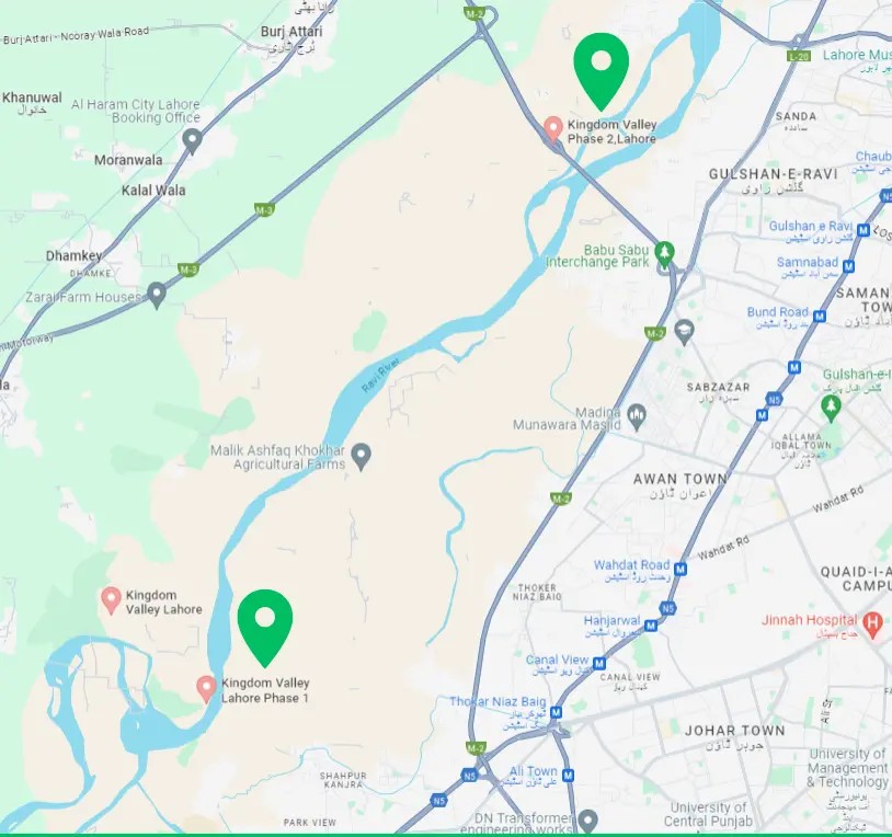 Kingdom Valley Lahore Location Map