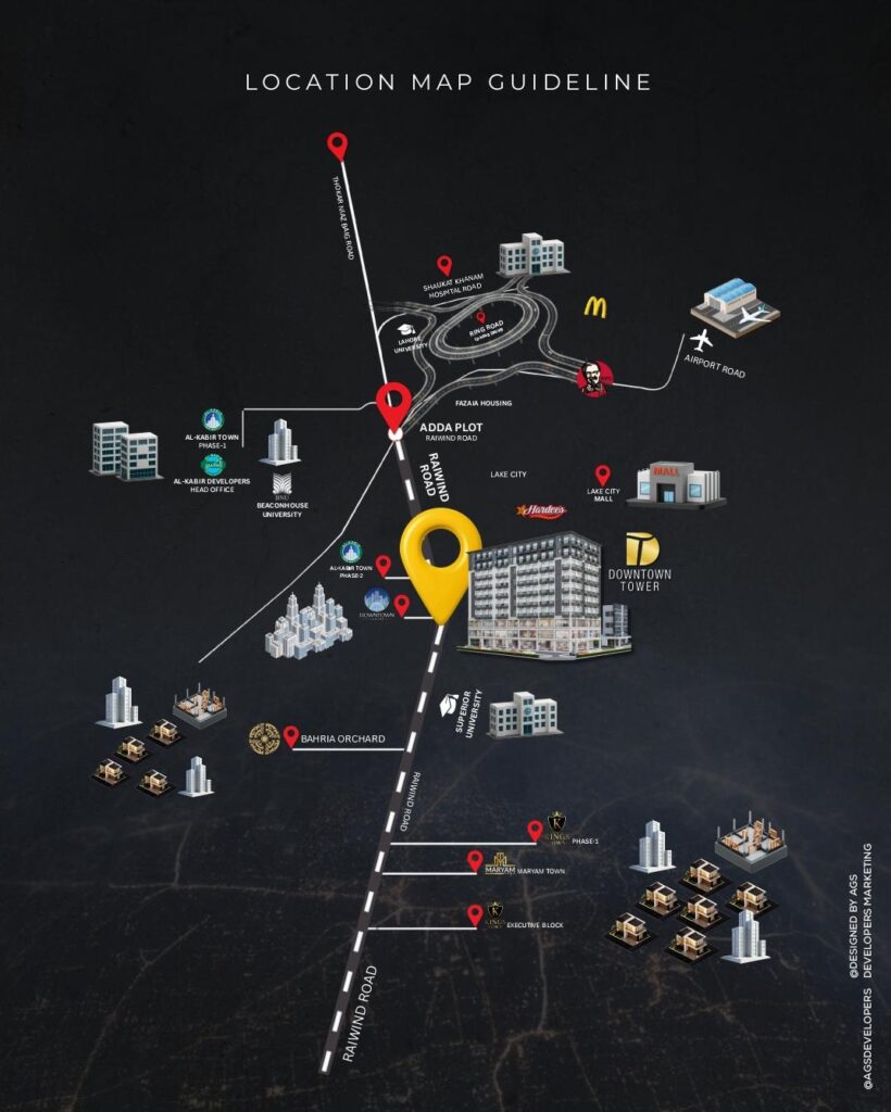 Downtown tower lahore location map